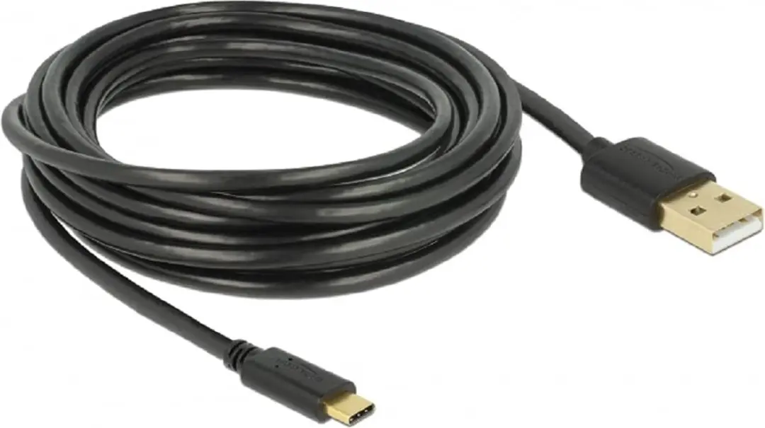 Delock USB-C naar USB-A Kabel 2.0 3A - 4m - Zwart