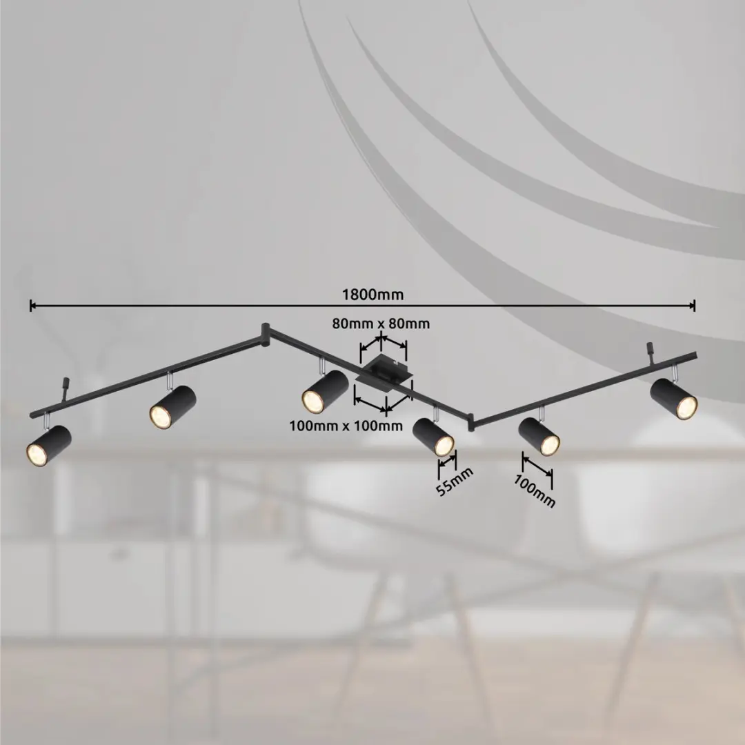 Globo Robby Opbouwspot GU10 - 6 Stuks - Zwart