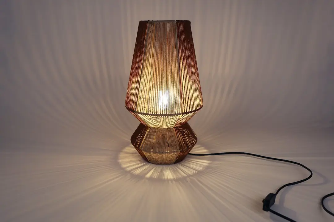 Van Manen Tafellamp Sfeerverlichting - 15W - 23x23x40,5cm - Beige Metaal/Jute