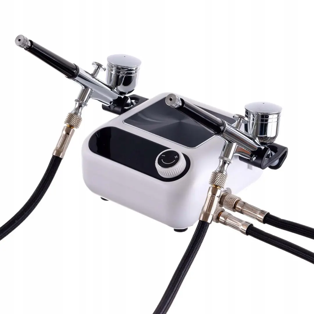 Technic Dubbele Aerograaf Compressor Set - 0.3mm Spuitmonden