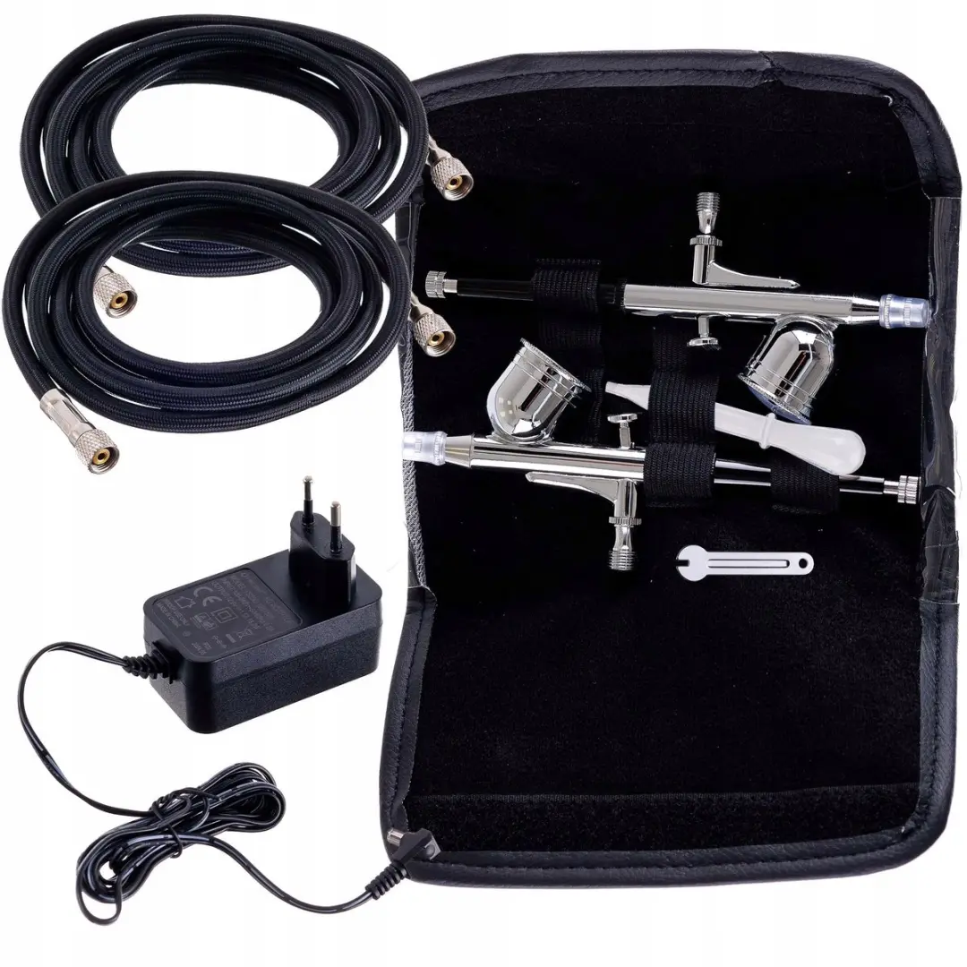 Technic Dubbele Aerograaf Compressor Set - 0.3mm Spuitmonden