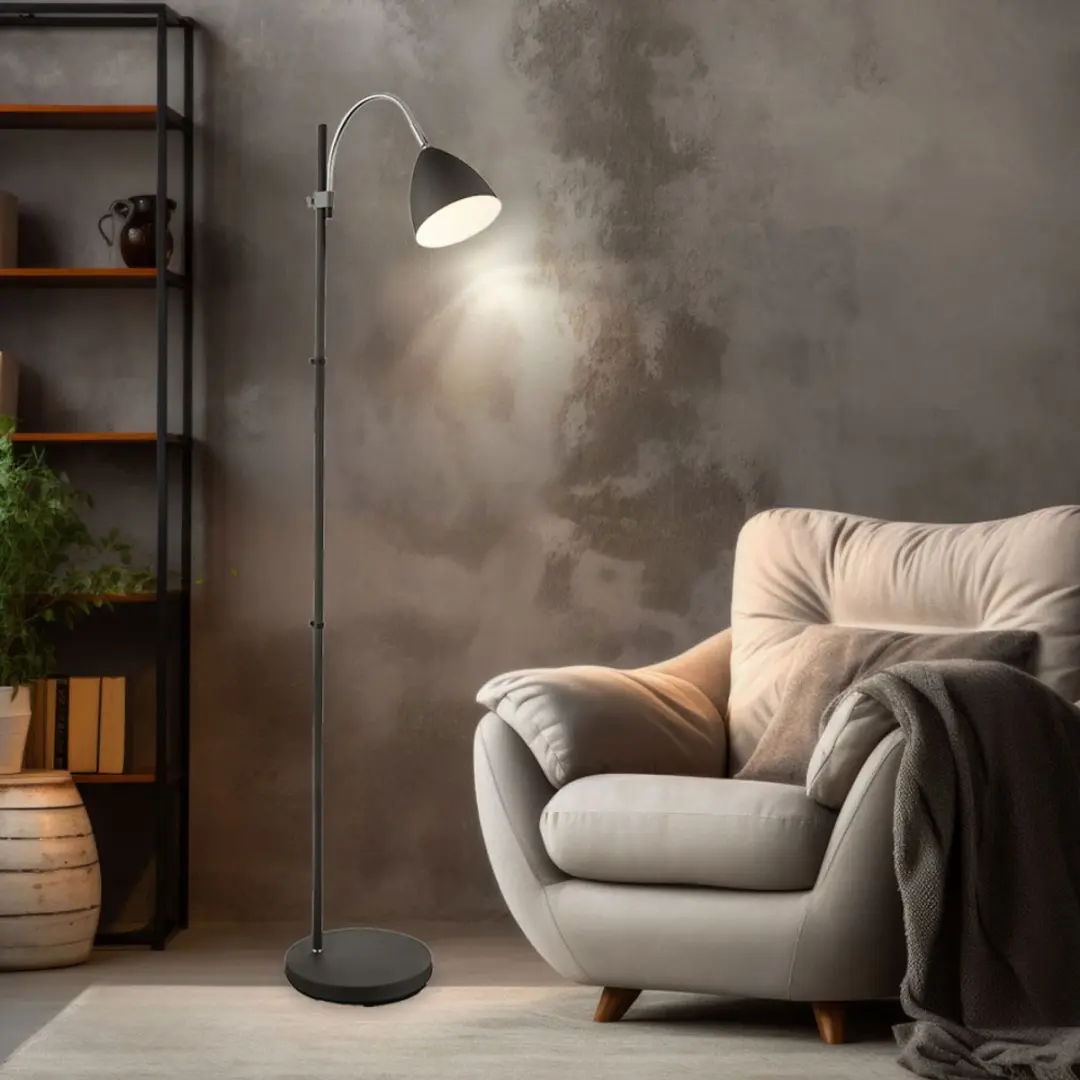 Globo Archibald Vloerlamp - Antraciet - E14 - afbeelding 6 van 6