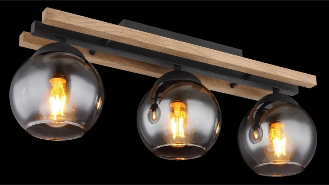 Globo Conni Plafondlamp 3x E27 - 15cm - Zwart - afbeelding 5 van 6