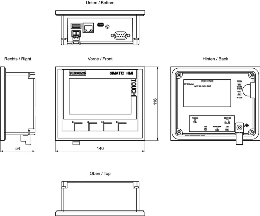 Siemens SIMATIC HMI KTP400 Comfort Touchpaneel - 6AV21242DC010AX0
