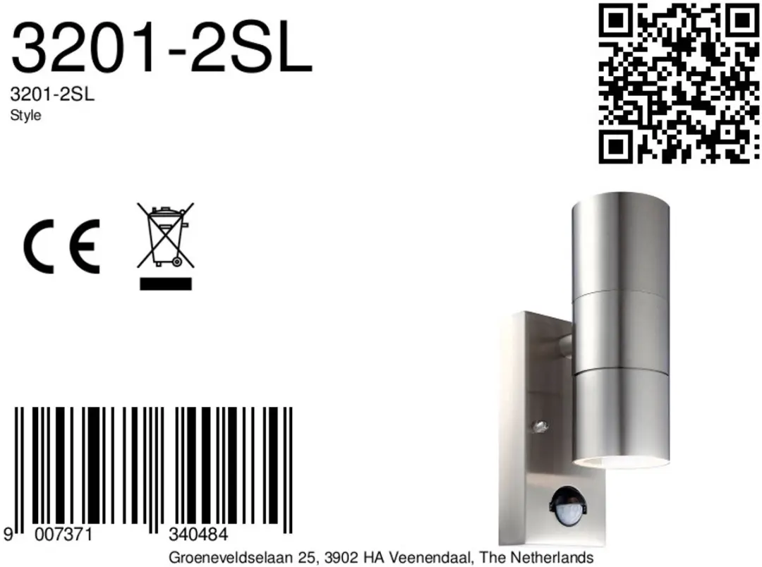 Globo Style Wandlamp 3201-2SL - 2 Lichtpunten - Staal - afbeelding 4 van 6