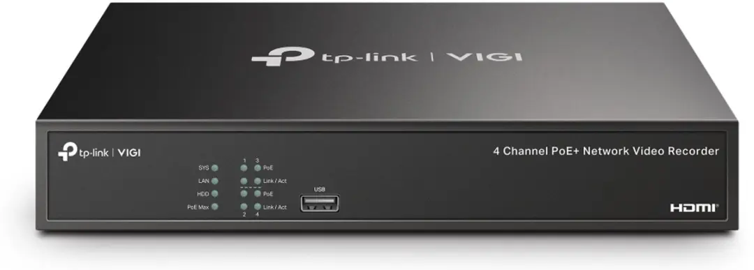 TP-Link VIGI NVR1004H-4P NVR - 4 Kanalen 2TB - Zwart