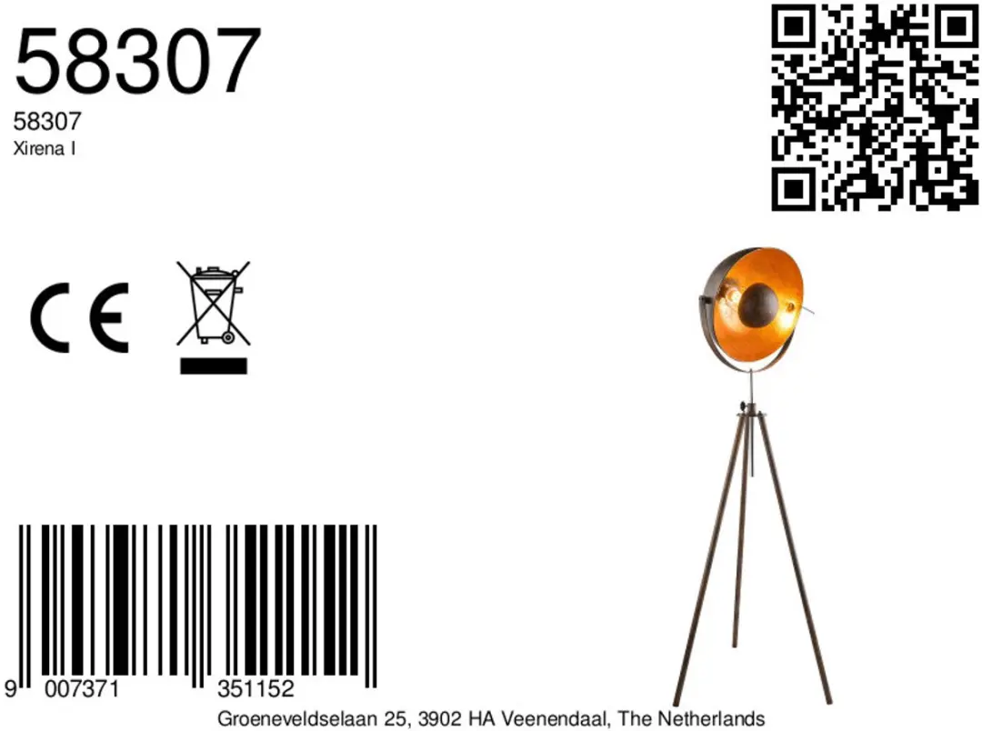 Globo Xirena I Vloerlamp - Bruin - Ø69cm - afbeelding 4 van 6