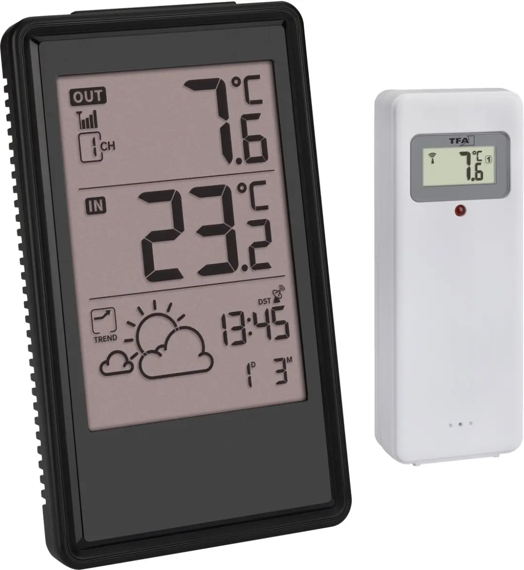 TFA Dostmann 35.1170.01 Draadloos Weerstation - 3 Sensoren - Zwart
