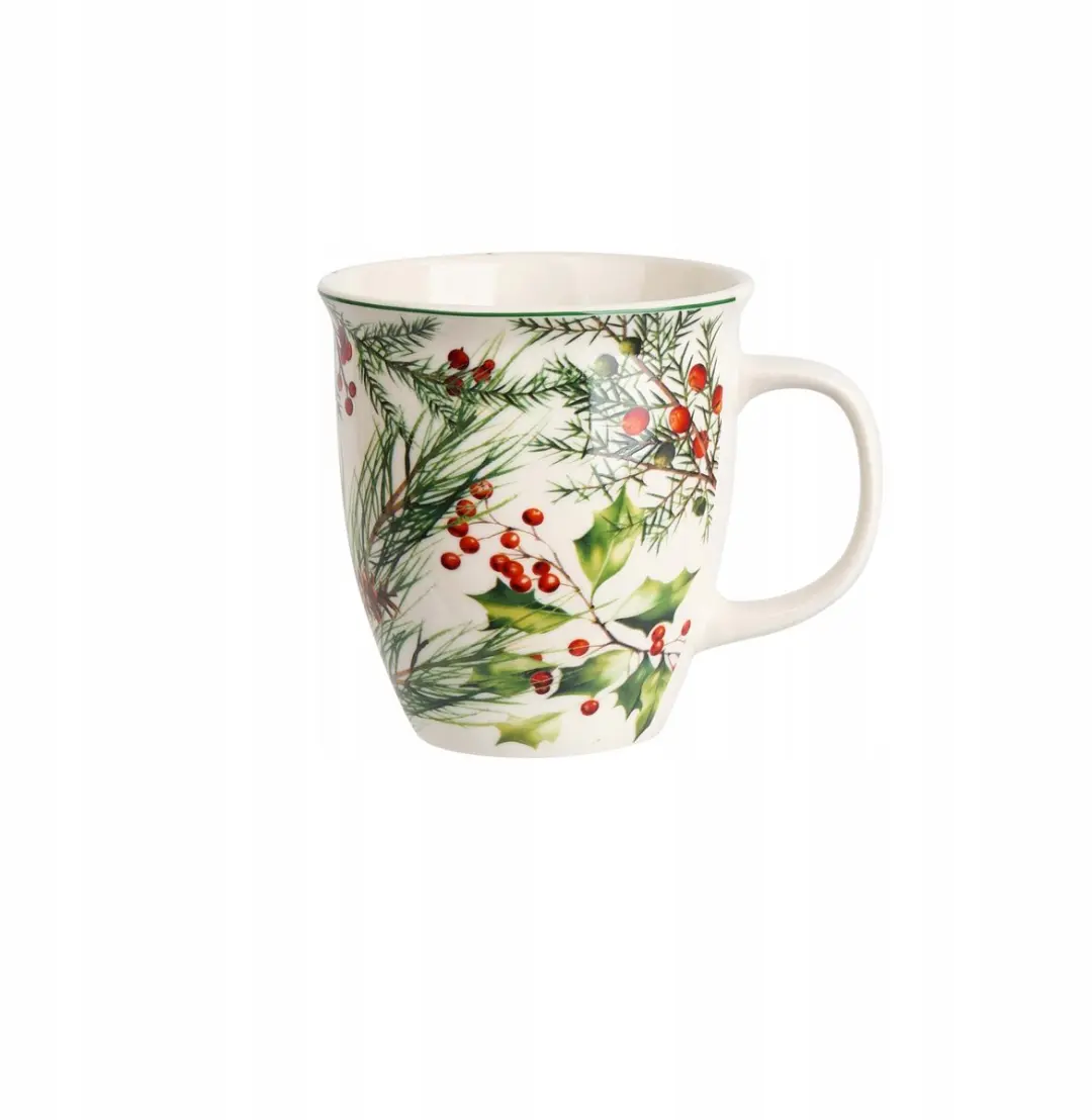Duo Mok 650ml Kerstblaadjes - Crèmekleurig