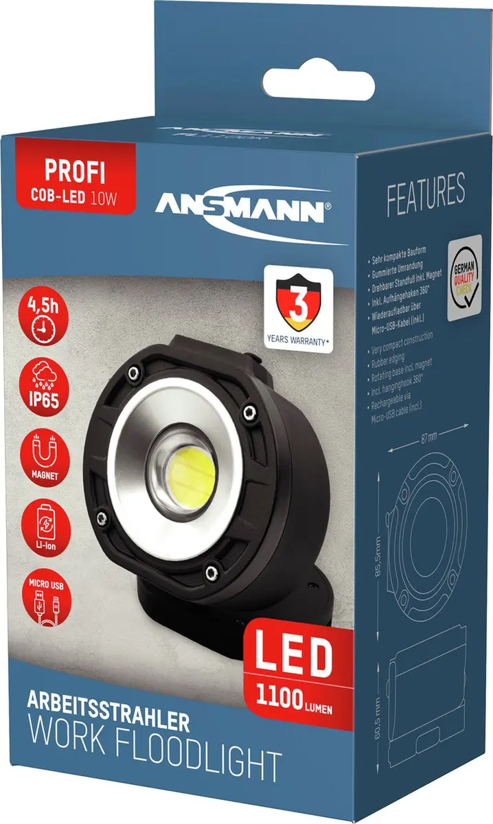 Ansmann Worklight WL1500R Pocket-Flex LED Werklamp 1600 Lumen
