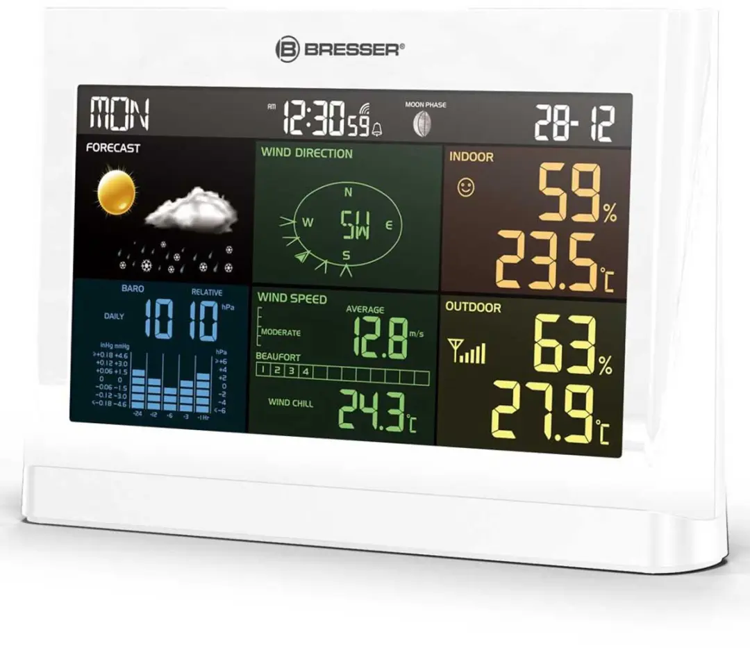 Bresser Weerstation 5-in-1 Wit - Regen- en Windmeter