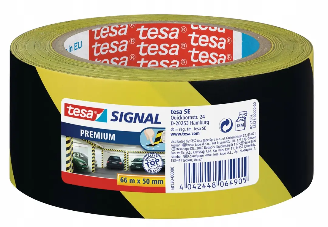 Tesa Signal Premium Waarschuwingsband 66m x 50mm - Geel-Zwart