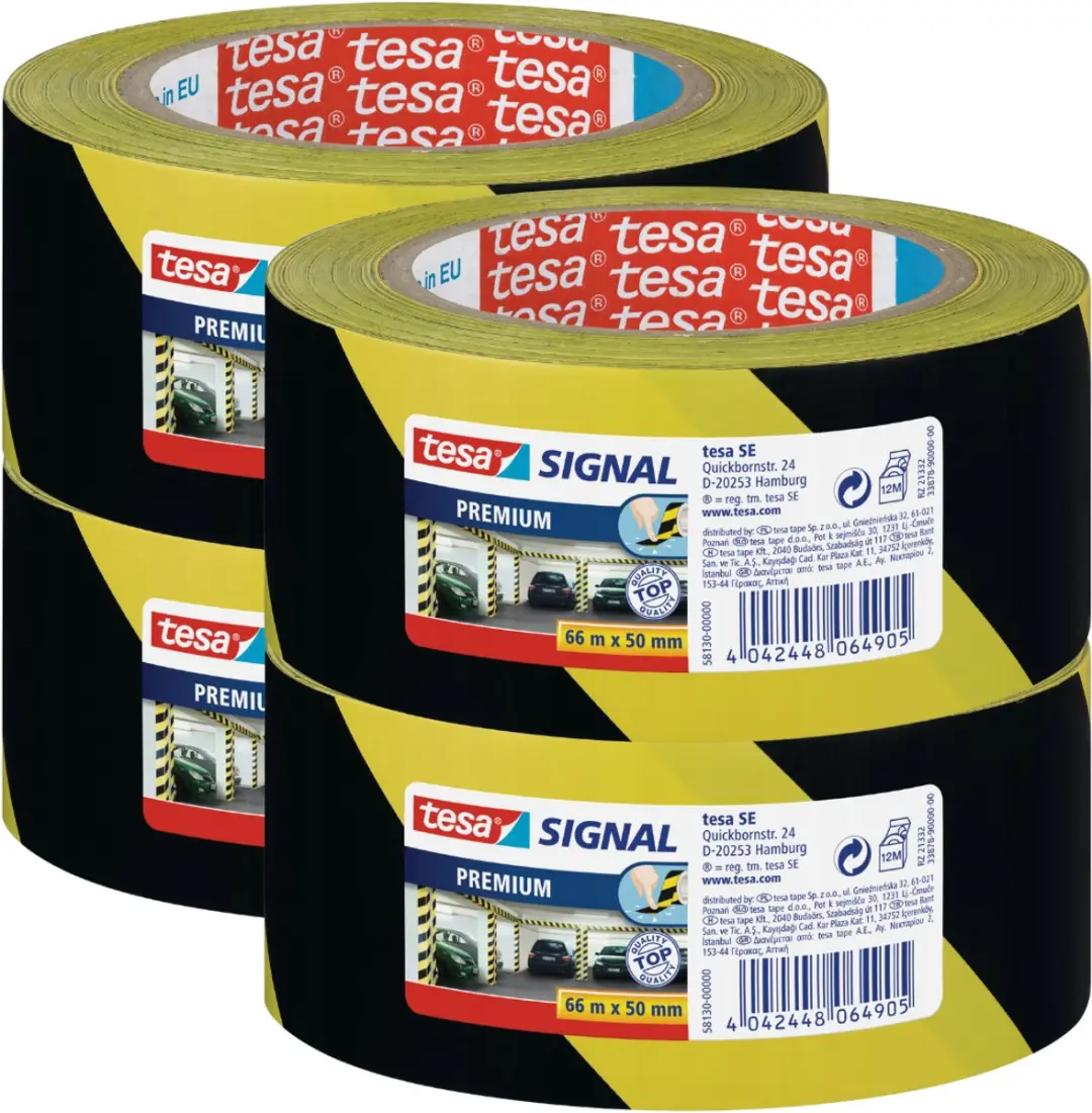 Tesa Signal Premium Waarschuwingslint Geel-Zwart 66m x 50mm