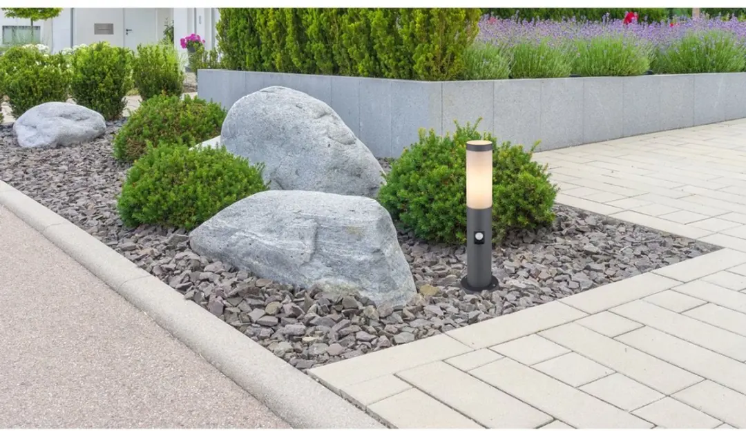 Globo Tuinlamp Boston antraciet met wit en sensor
