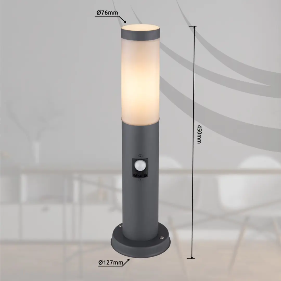 Globo Tuinlamp Boston Antraciet - 15W - Sensor