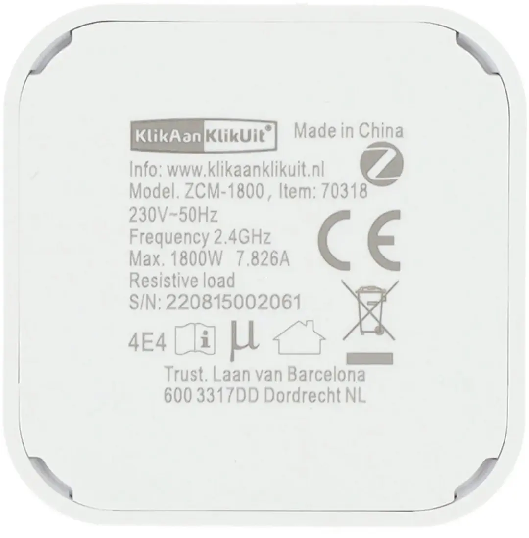 KlikAanKlikUit ZCM-1800 Slimme Inbouwschakelaar 1800W - Wit