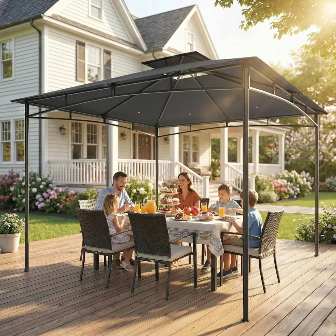 Outsunny Gazebo 300x300x285cm - Donkergrijs