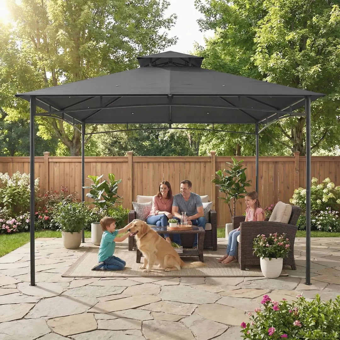 Outsunny Gazebo 300x300x285cm - Donkergrijs