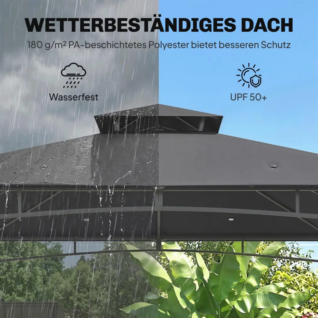 Outsunny Gazebo 300x300x285cm - Donkergrijs