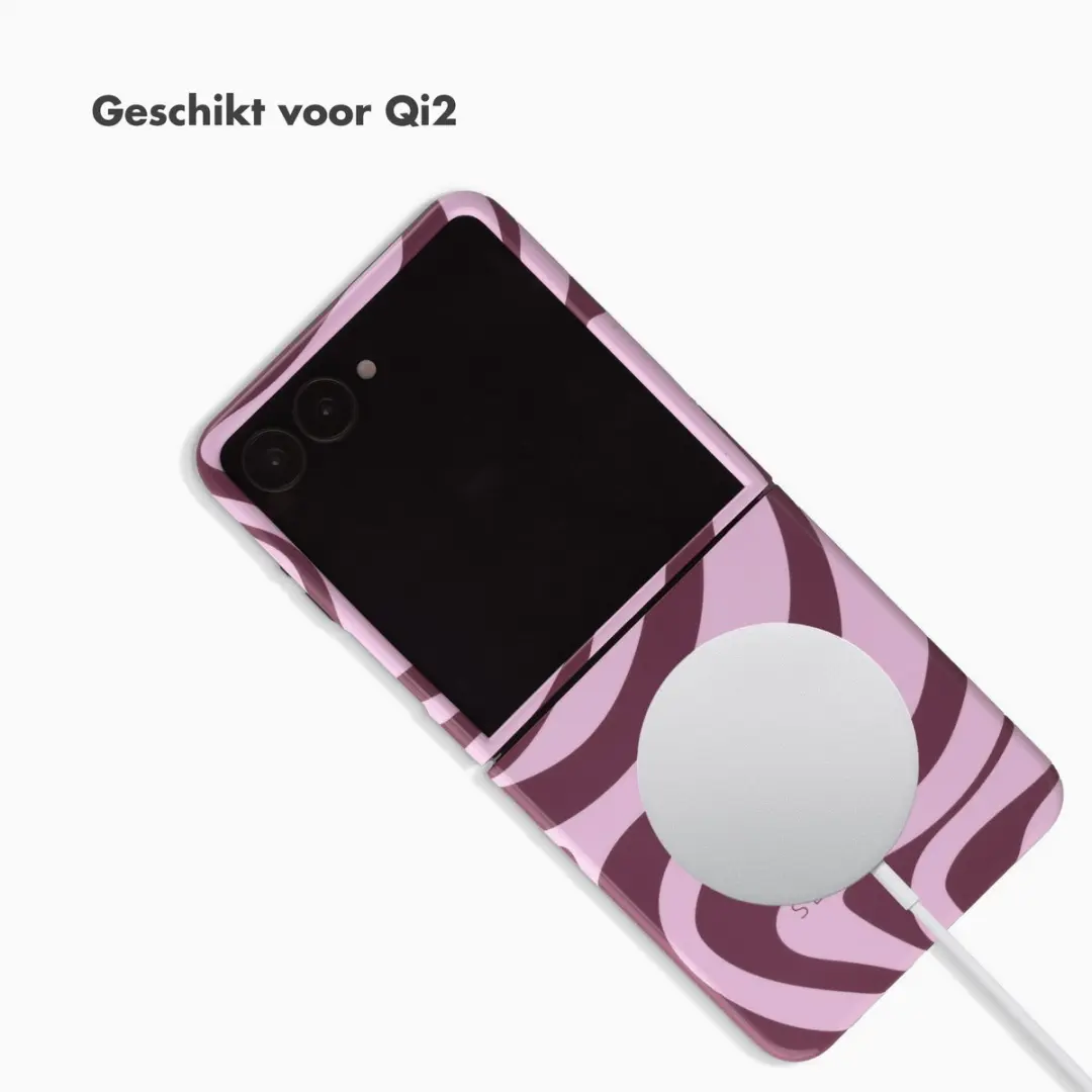 Selencia Hoesje Samsung Galaxy Z Flip8 - Wavy Swirl Pink Plum - afbeelding 3 van 6