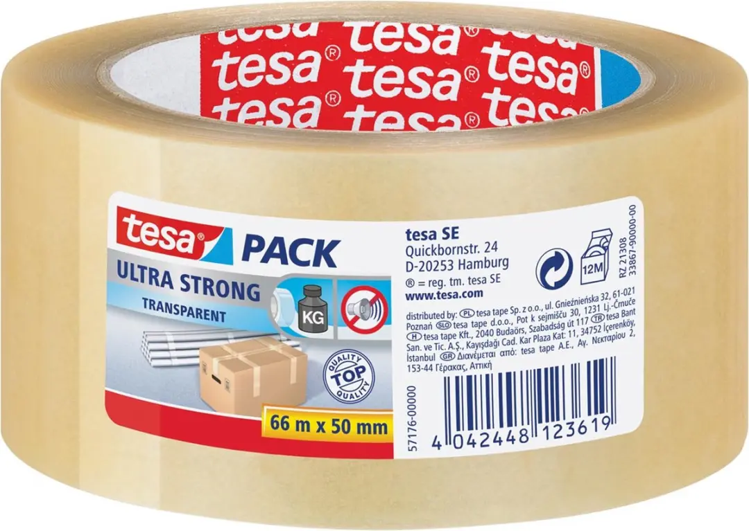 Tesa Tesapack Ultra Strong Verpakkingstape 66m x 50mm - 6 Stuks - Transparant