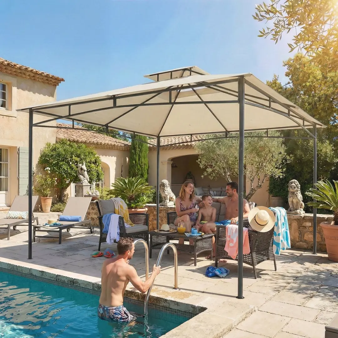 Outsunny Gazebo 300x300x285cm - Crèmewit