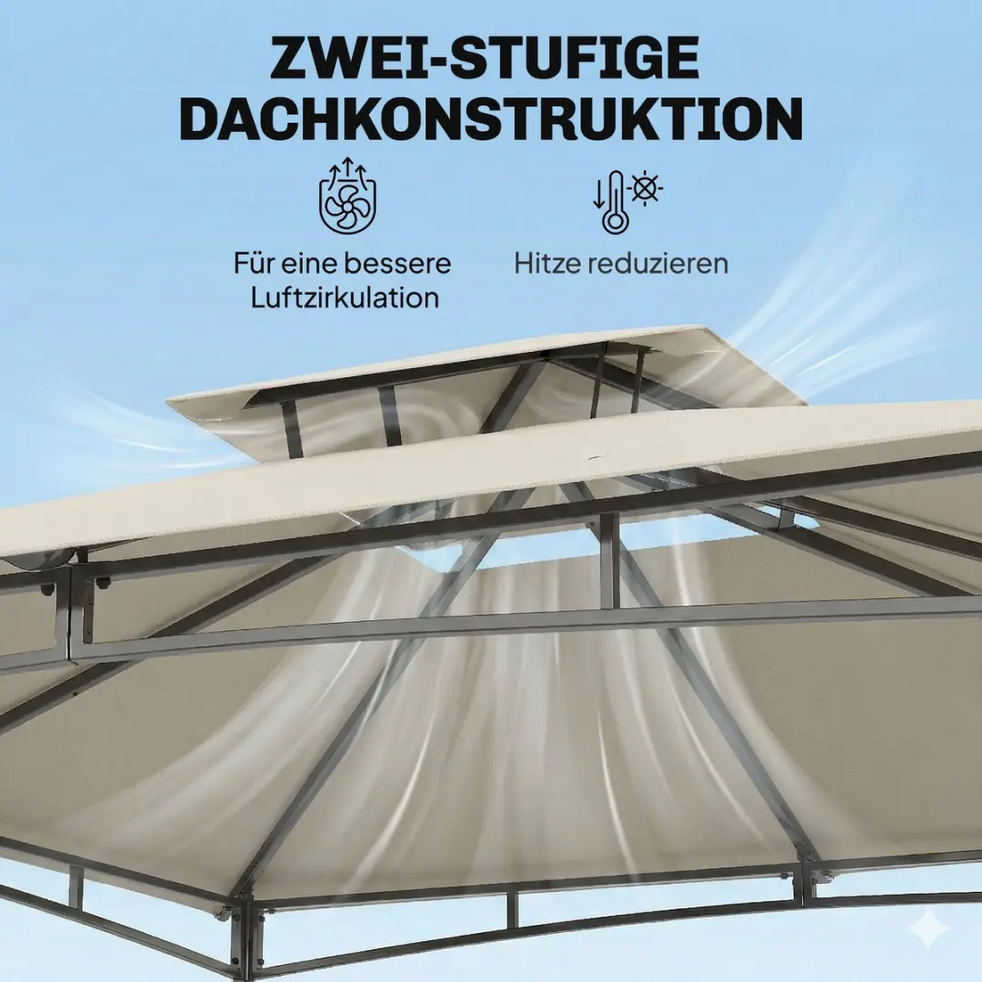 Outsunny Gazebo 300x300x285cm - Crèmewit