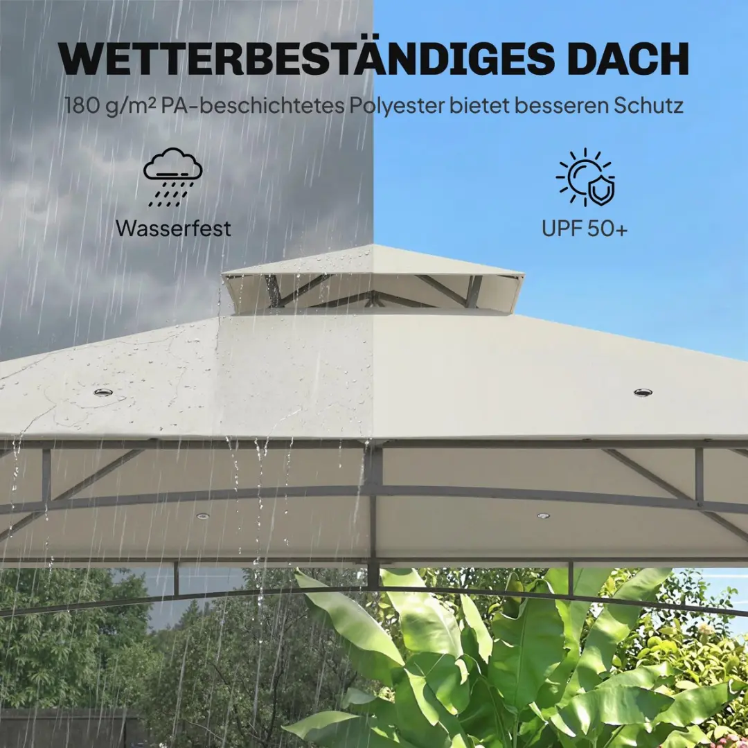 Outsunny Gazebo 300x300x285cm - Crèmewit