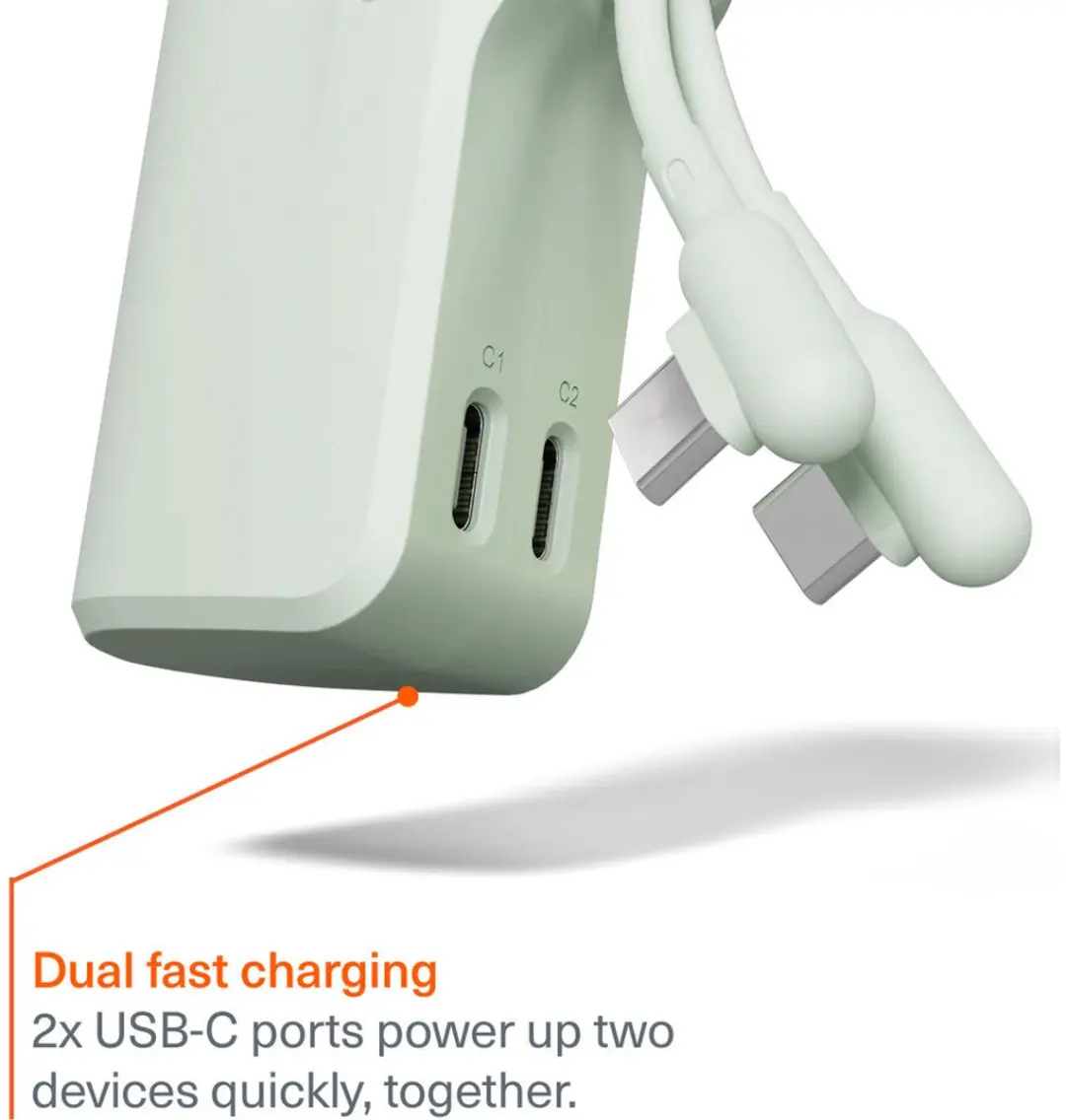Cygnett Dual USB-C Powerbank 5000mAh 20W - Mint - afbeelding 5 van 6