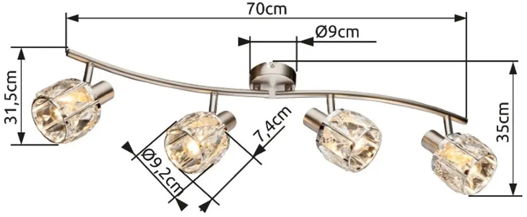 Globo Kris Opbouwspot E14 - 4 Stuks - Nikkel - Ø9cm