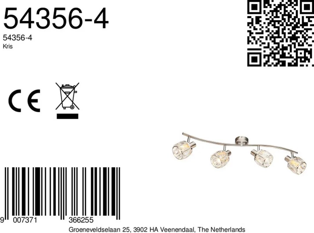 Globo Kris Opbouwspot E14 - 4 Stuks - Nikkel - Ø9cm - afbeelding 6 van 6