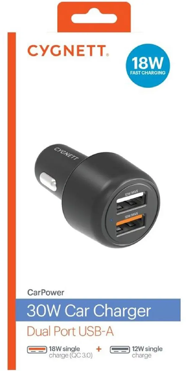 Cygnett CY3680CYCCH Universele Autolader 30W - Zwart