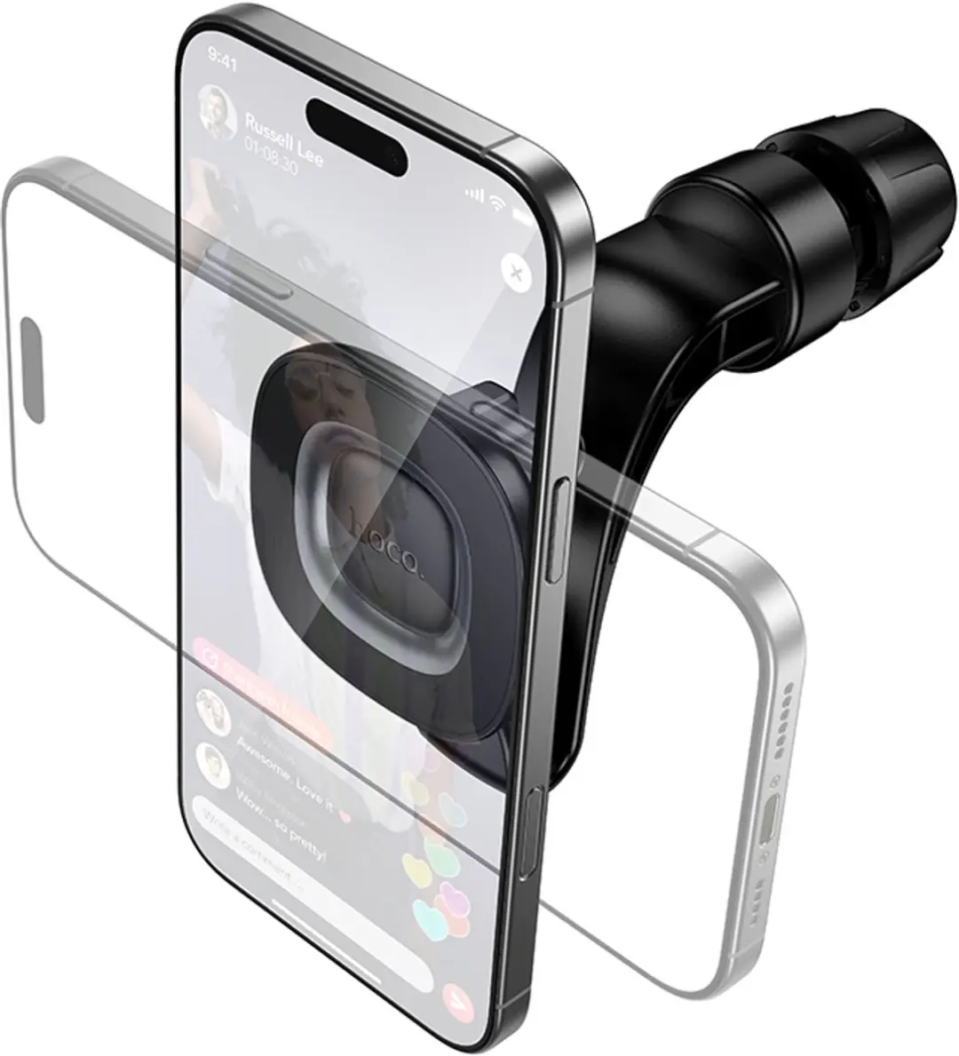 Hoco H99 Magnetische Telefoonhouder Auto - Hoofdsteunhouder - Zwart