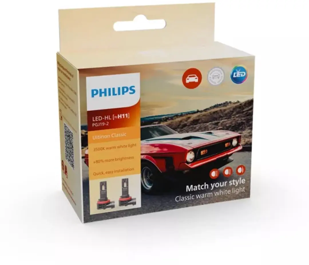 Philips LED Bulb H11 12V 20W - 2 Stuks - Zwart