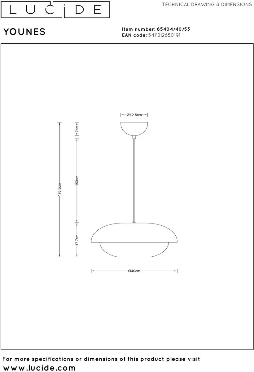 Lucide Younes Hanglamp Ø40cm - 1xE27 - Oranje