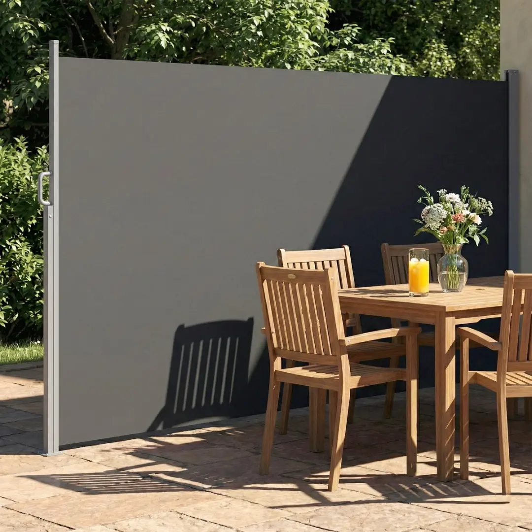 Outsunny Tuin Zijmarkies Aluminium - 420x185cm Donkergrijs