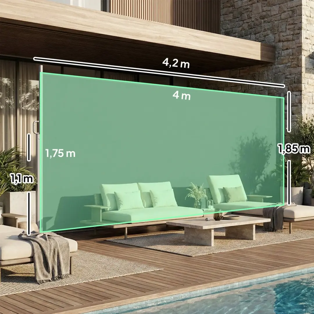 Outsunny Tuin Zijmarkies Aluminium - 420x185cm Donkergrijs