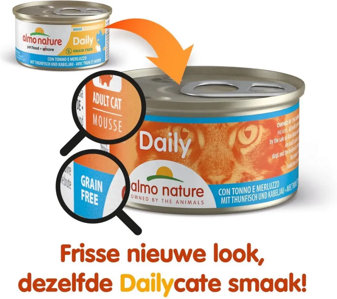 Almo Nature Daily Menu Mousse Tonijn & Kabeljauw Kattenvoer - 24x85g