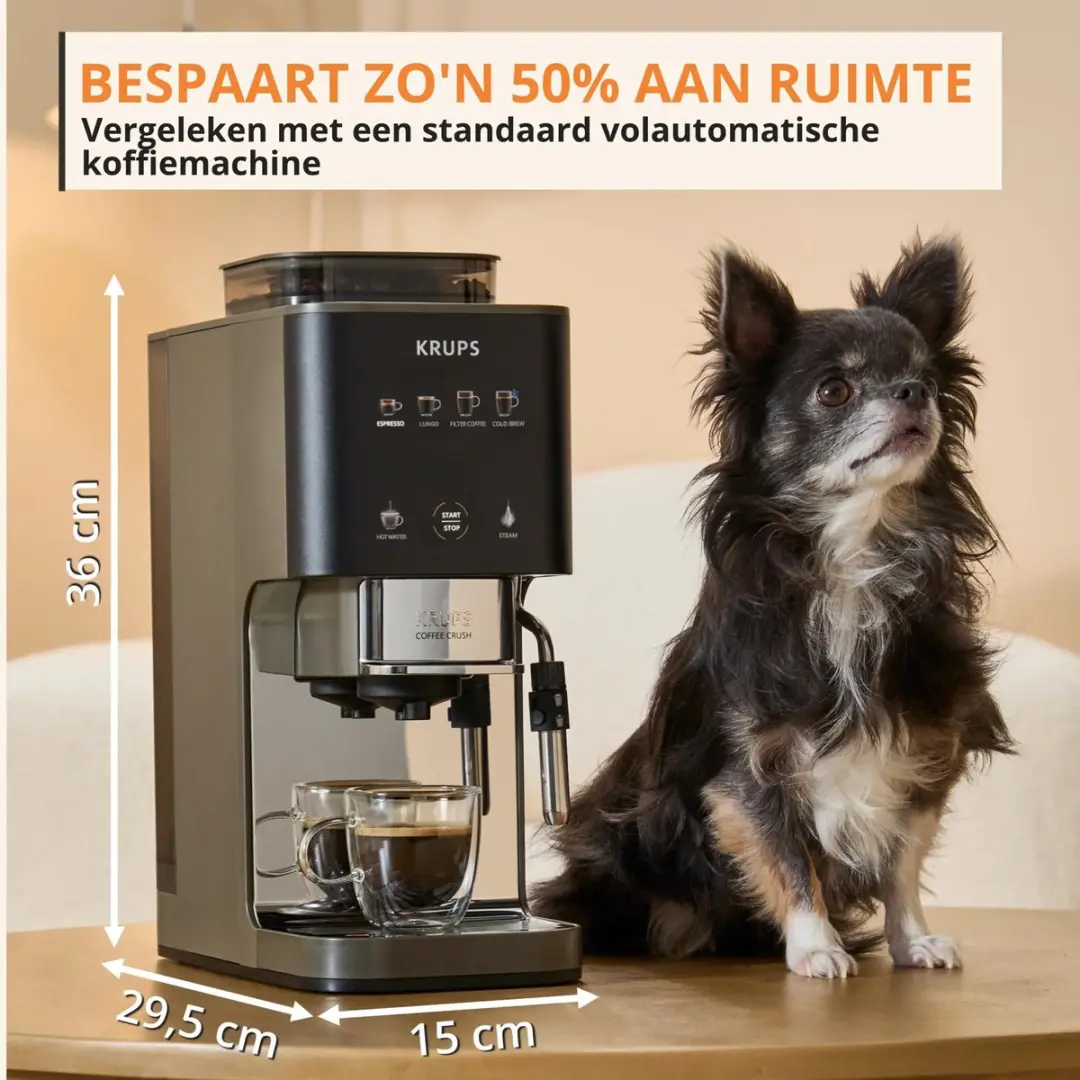 Krups Coffee Crush Experience SA403BE0 Automatische Koffiemachine - Zwart/RVS