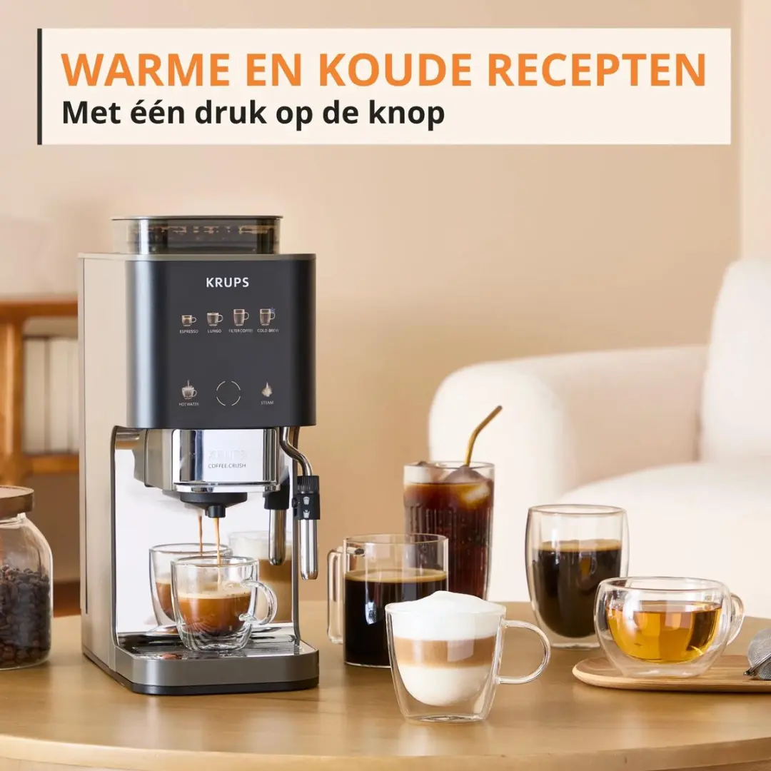 Krups Coffee Crush Experience SA403BE0 Automatische Koffiemachine - Zwart/RVS
