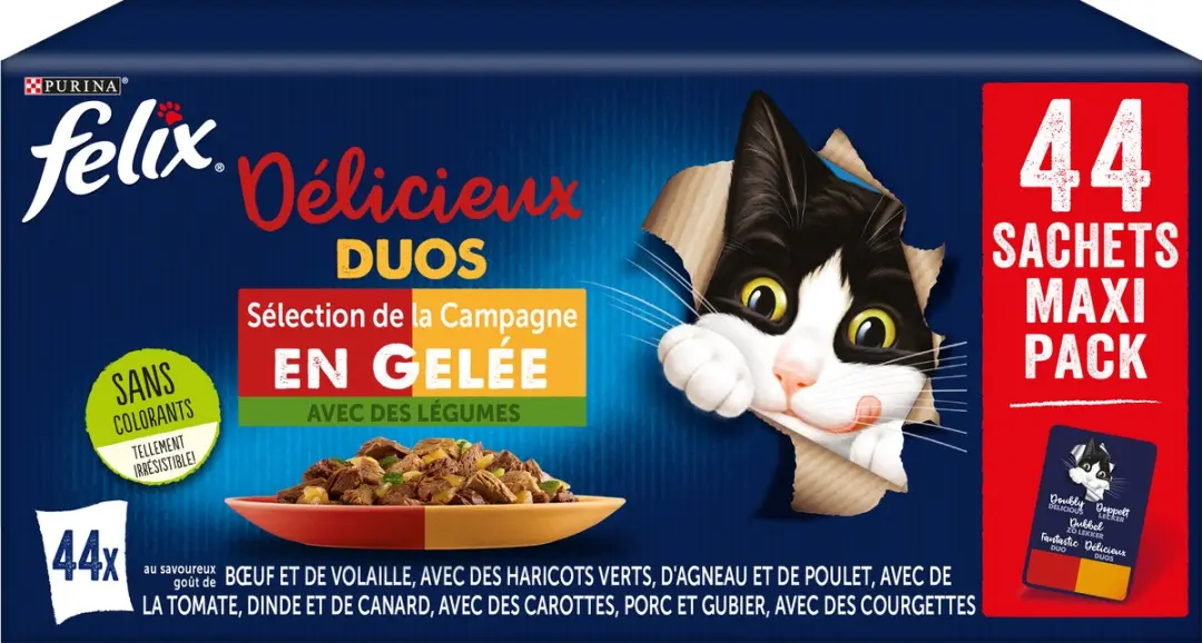 Felix Tender Delicious Duos in Jelly Landselectie Kattenvoer - 44x85g