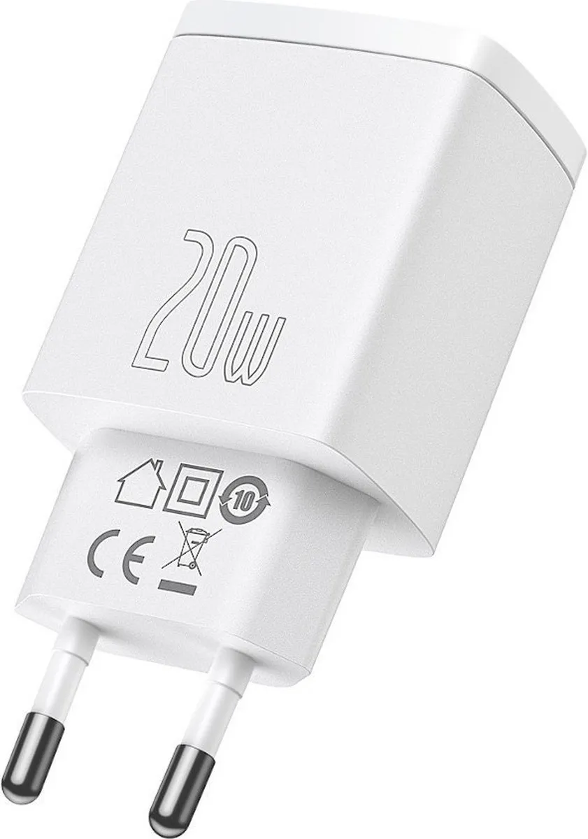 Baseus CCXJ-B02 Compact Oplader 20W - USB A & C - Wit