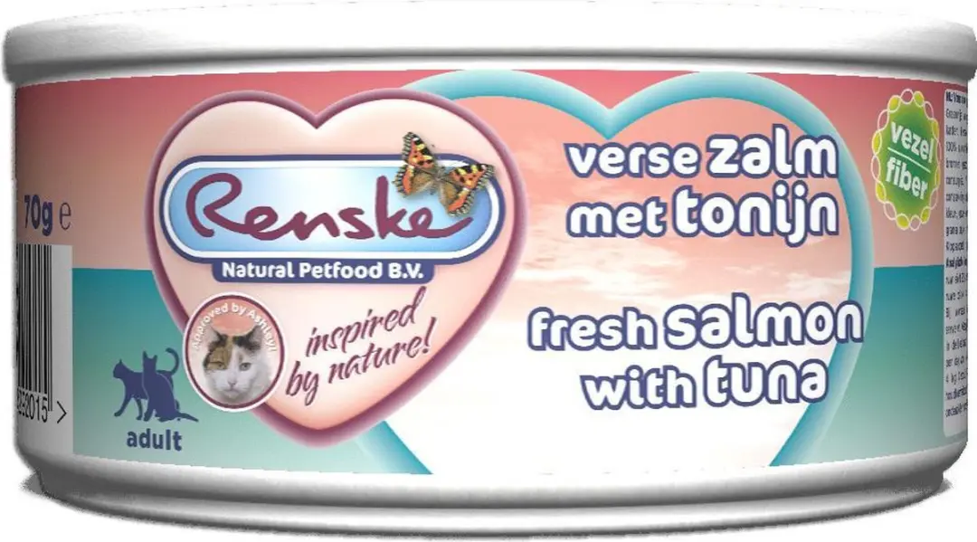 Renske Vezel Tonijn-Zalm Kattenvoer 70g - 24 Stuks