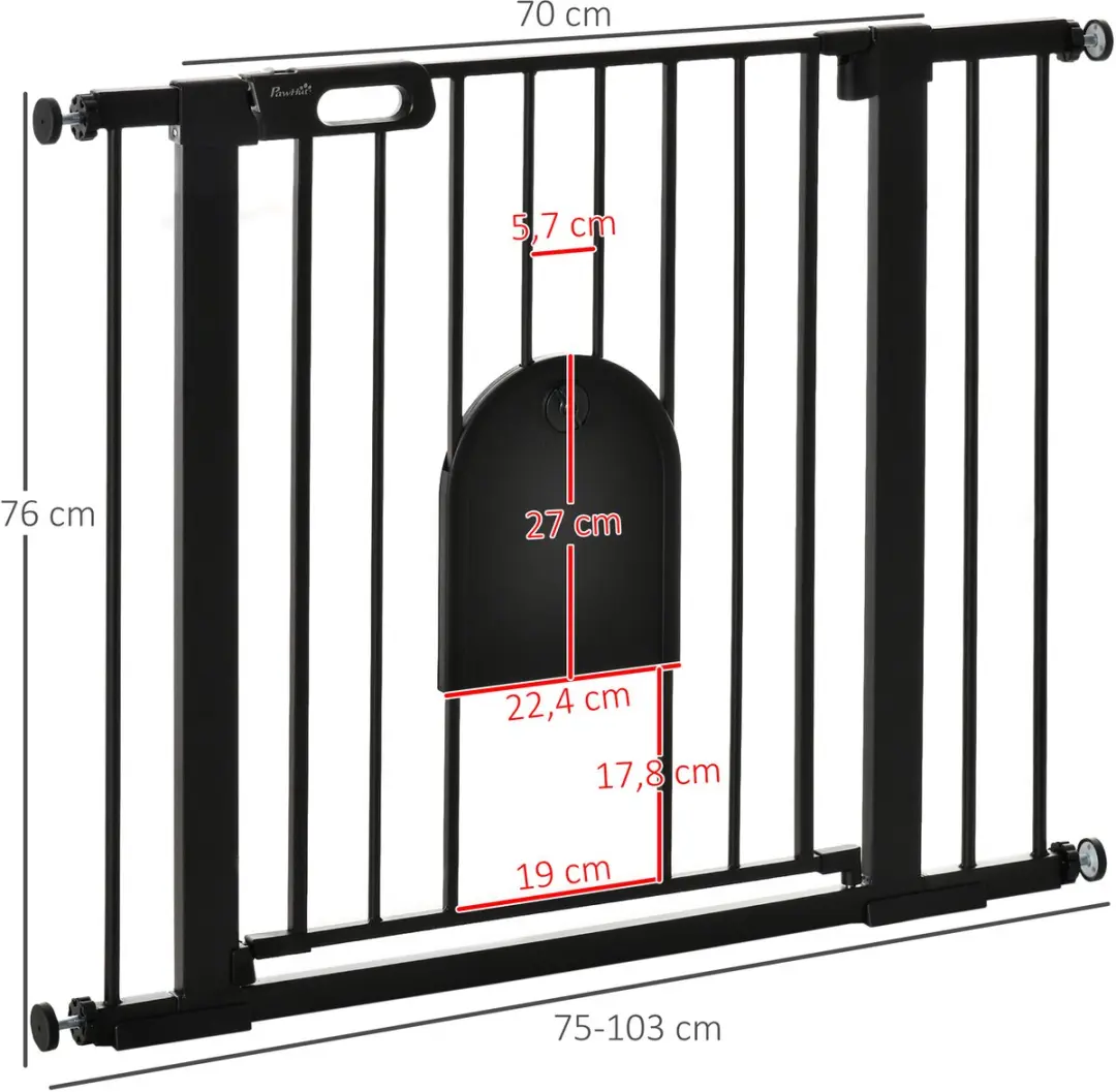 Pawhut Hondenhek ABS 75-103cm x 2B x 76cm - Zwart - afbeelding 6 van 6