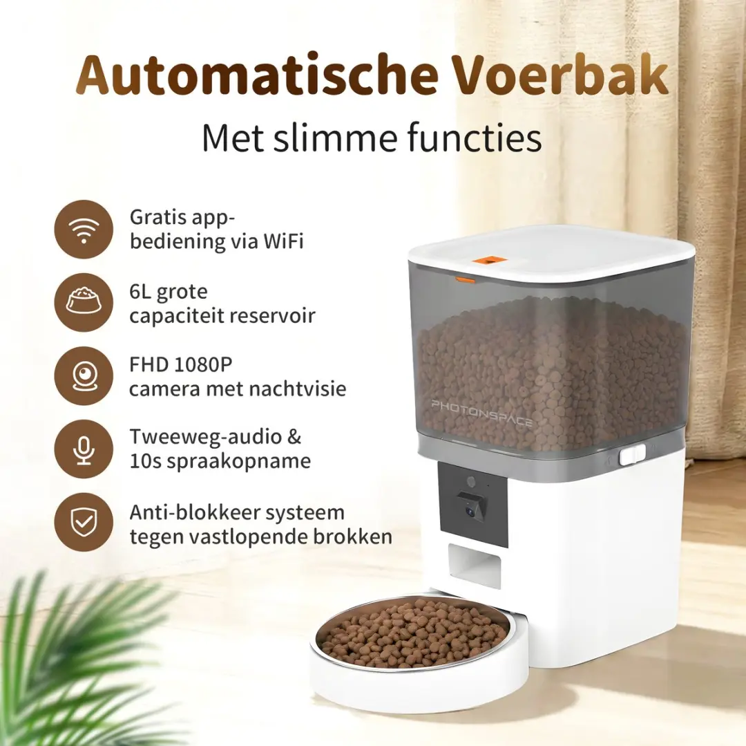 Photonspace Automatische Voerbak 6L - HD Camera & Audio - Wit - afbeelding 6 van 6