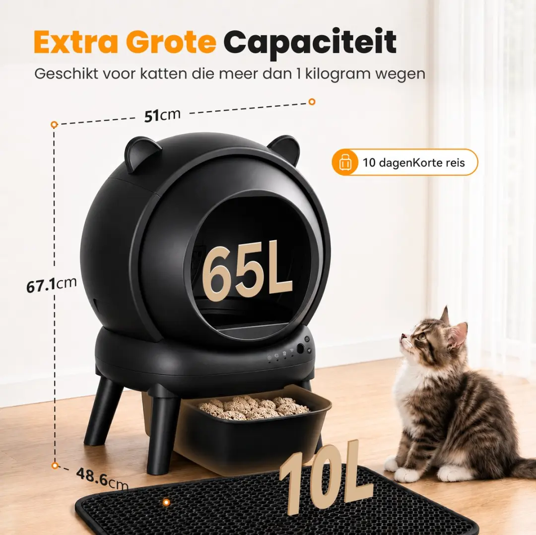 Photonspace Automatische Kattenbak 65L - Zwart