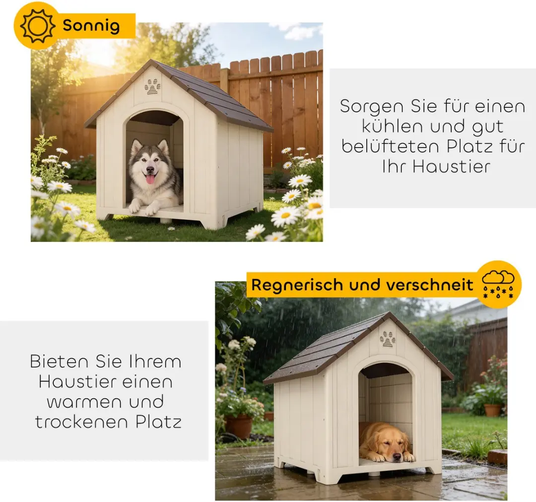 Pawhut Hondenhok 88x79x89cm - Beige - afbeelding 6 van 6