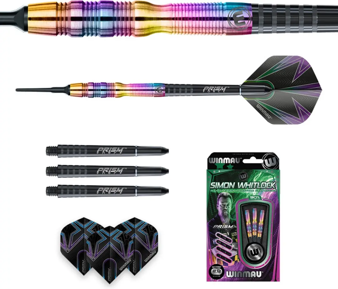 Winmau Simon Whitlock Rainbow 90% Soft Tip Darts - 3 Stuks