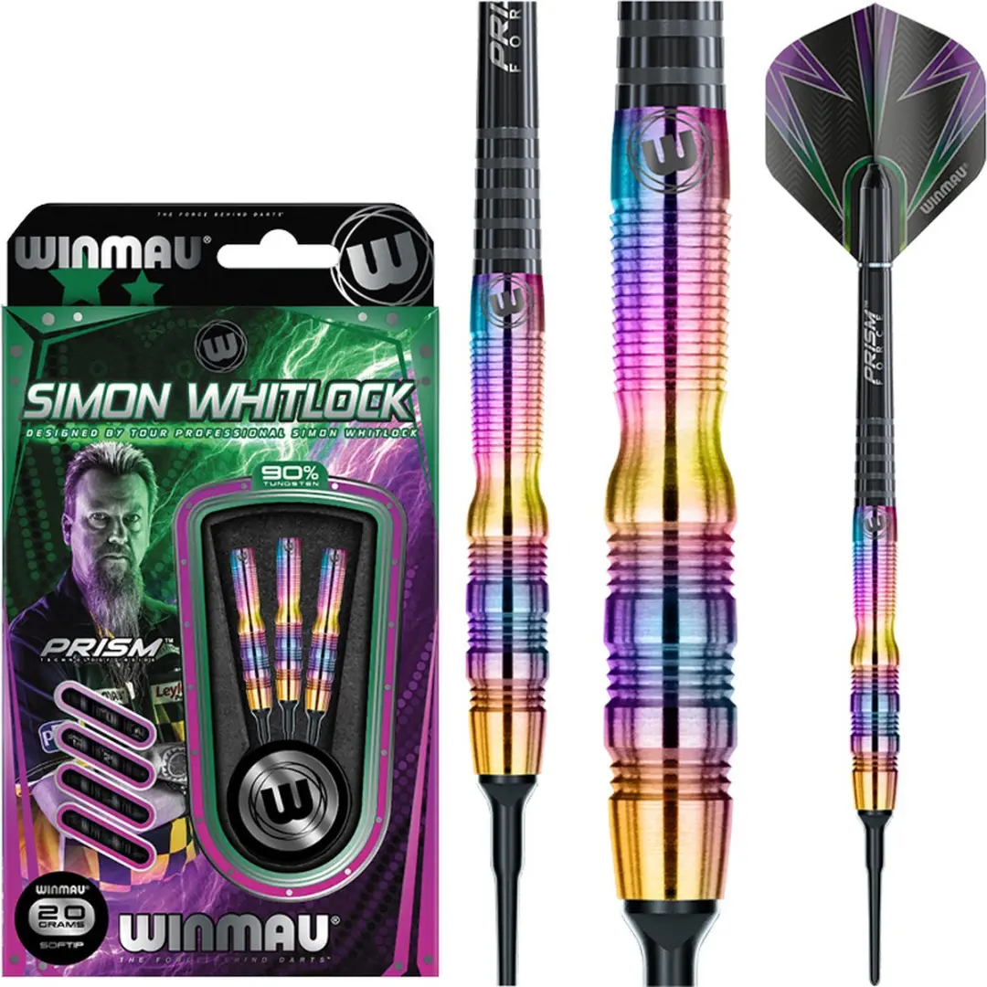 Winmau Simon Whitlock Rainbow 90% Soft Tip Darts - 3 Stuks