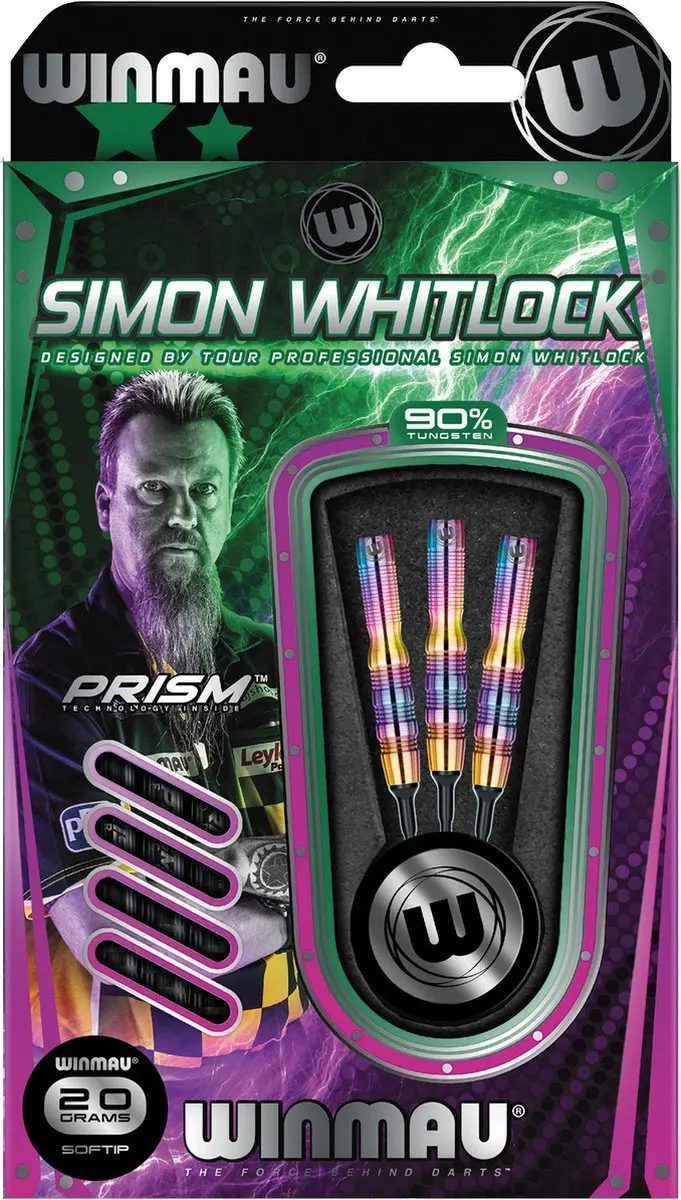 Winmau Simon Whitlock Rainbow 90% Soft Tip Darts - 3 Stuks